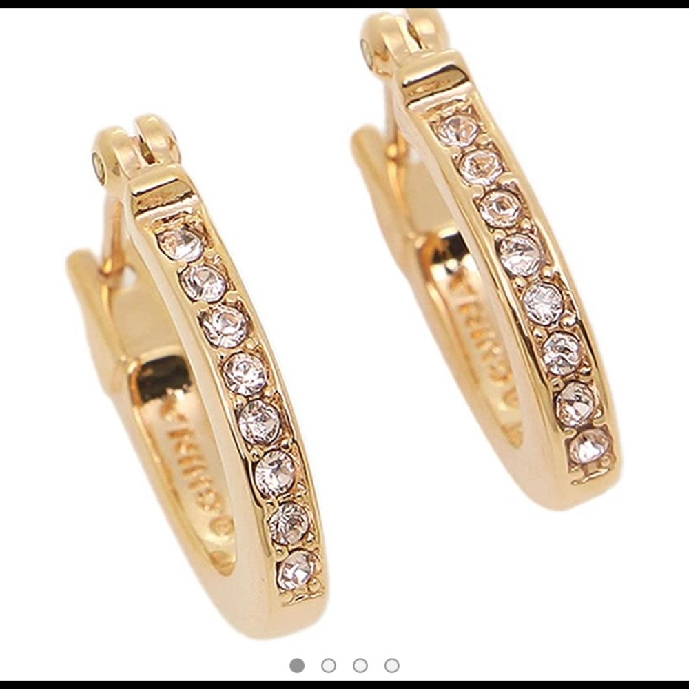 Coach Pave Signature Huggie Gold Earrings